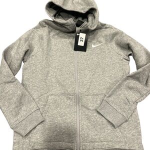 Nike Kids Light Gray club fleece Zip-Up Hoodie youth Large